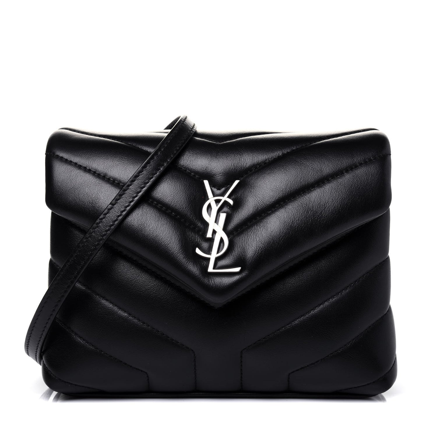 Calfskin Y Quilted Monogram Toy Loulou Crossbody Bag Black