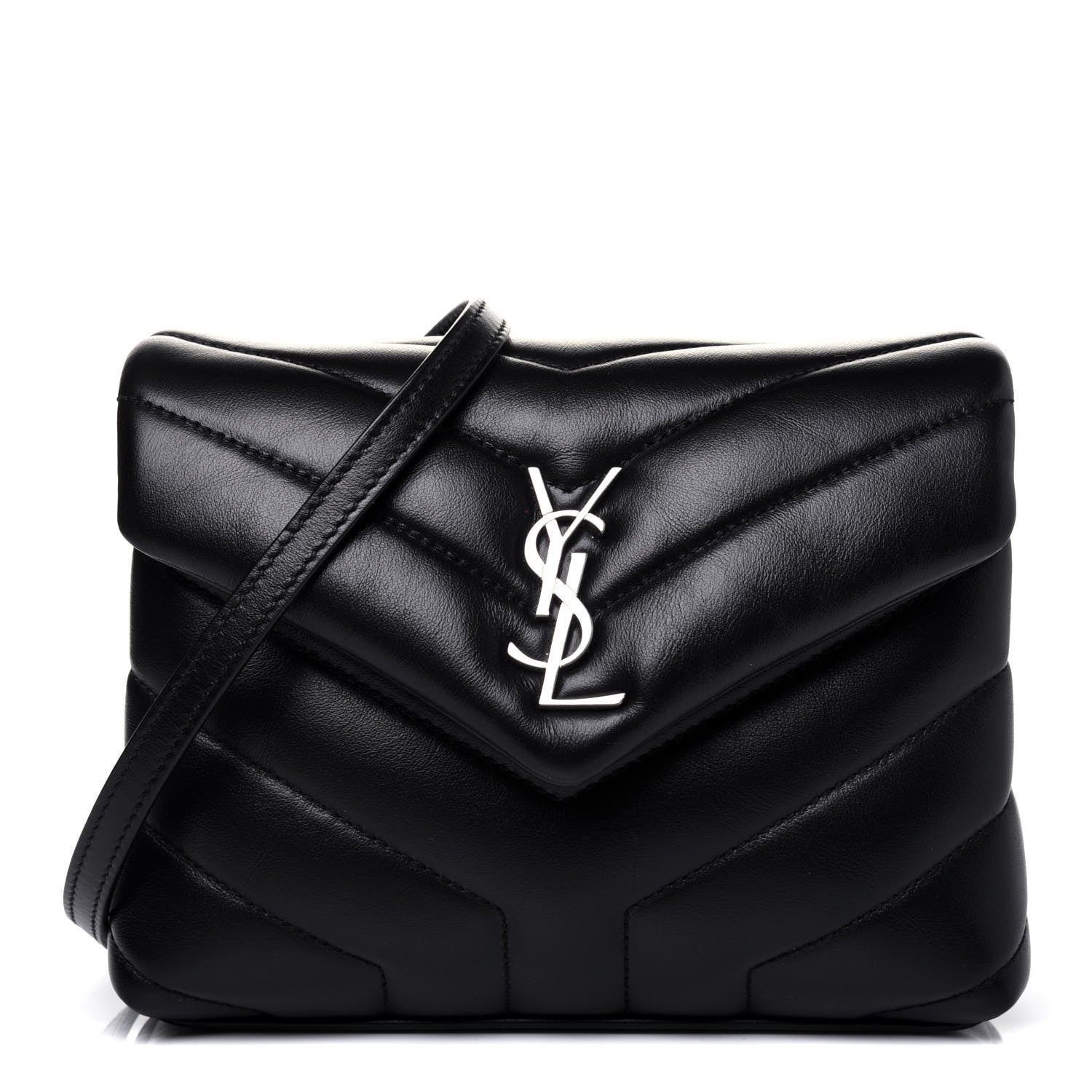 Saint Laurent Calfskin Y Quilted Monogram Toy Loulou Crossbody Bag Black 1 of 13