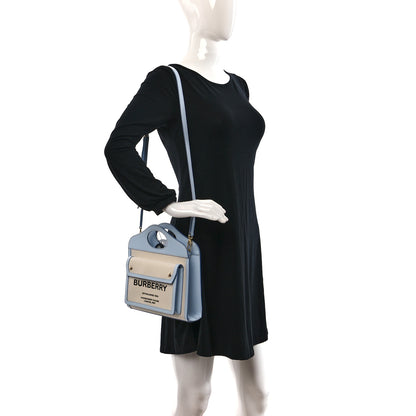 Burberry Canvas Smooth Calfskin Two Tone Mini Pocket Bag Natural Pale Blue 2 of 8