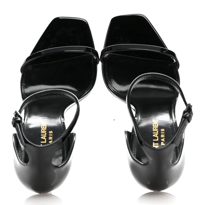 Saint Laurent Patent Calfskin Opyum 110 Sandals 37.5 Black 2 of 11