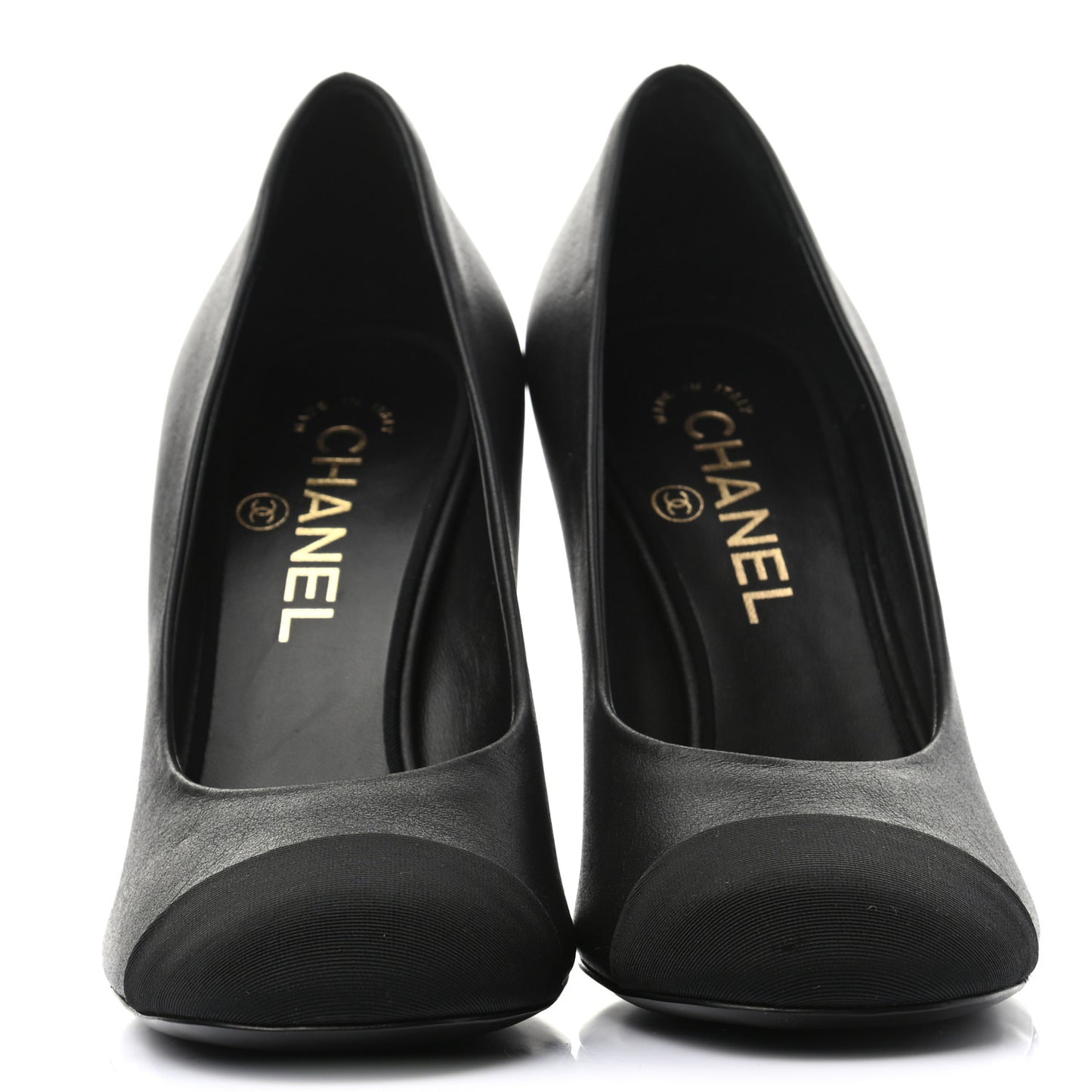 Lambskin Grosgrain Cap Toe CC Pumps 37.5 Black
