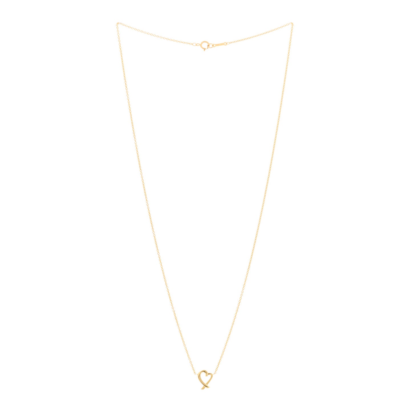 18K Yellow Gold Mini Paloma Picasso Loving Heart Pendant Necklace