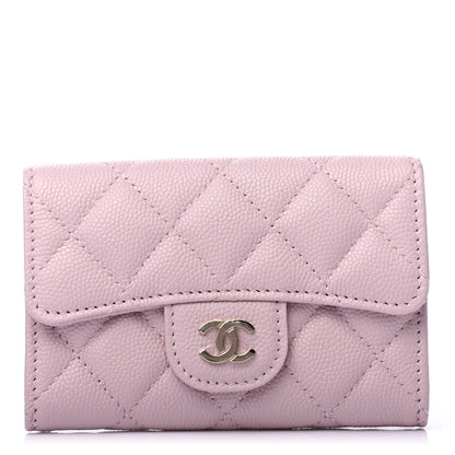 Chanel Caviar Quilted Flap Card Holder Wallet Light Pink 1 of 4