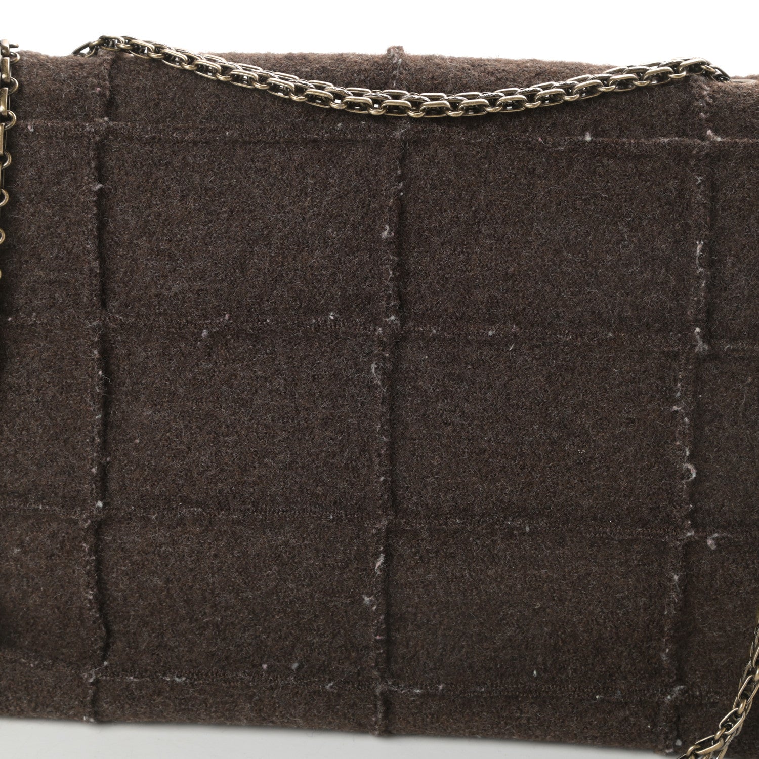 Chanel Wool Jumbo Chocolate Bar Mademoiselle Flap Brown 16 of 17