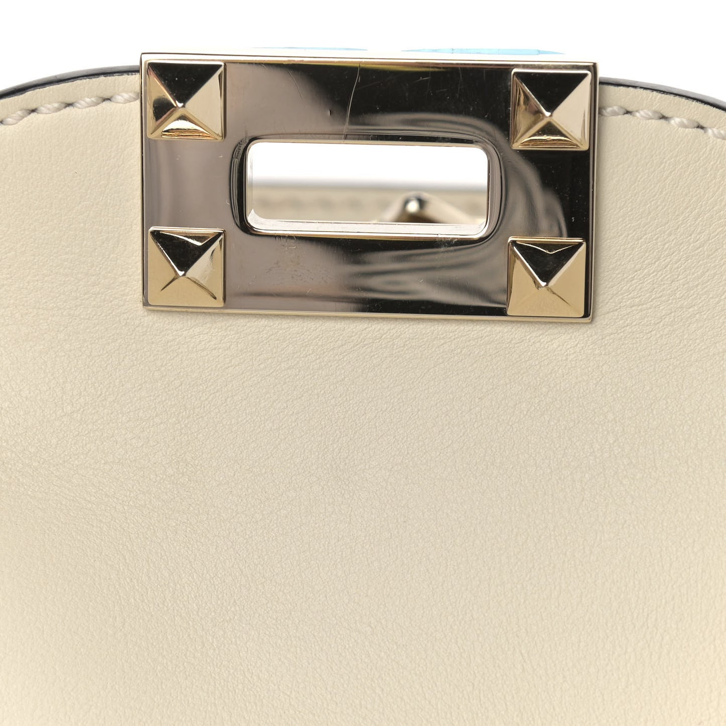Vitello Small Rockstud Double Handle Tote Ivory