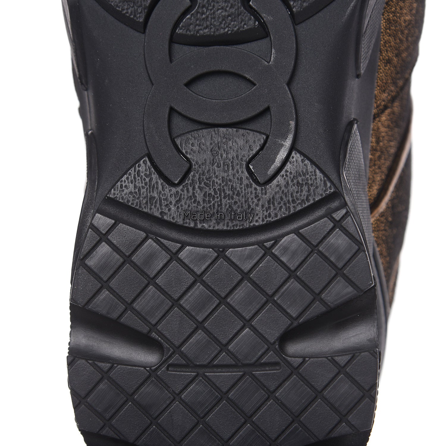 Chanel Metallic Fabric Calfskin Womens CC Sneakers 39 Golden Brown 6 of 7