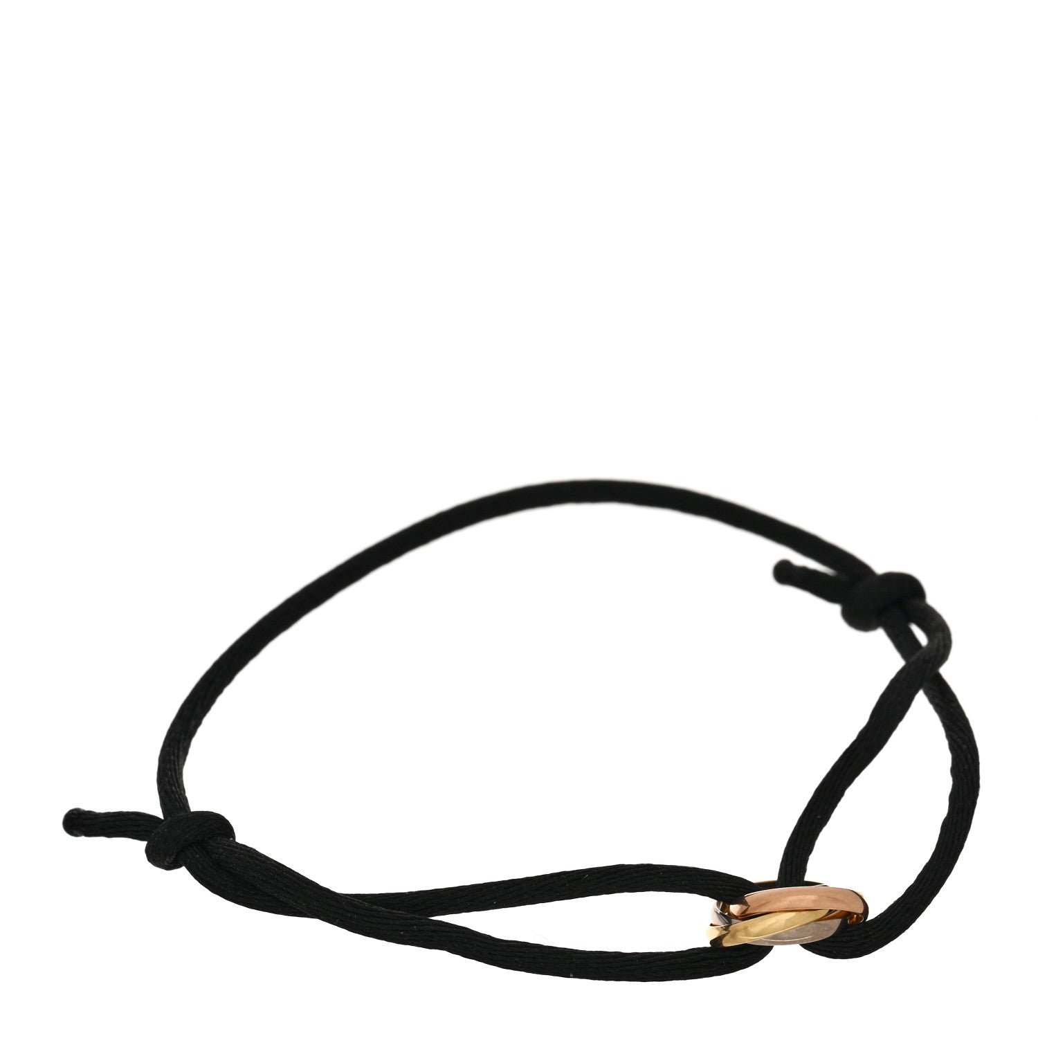 Cartier 18k Pink Yellow White Gold Trinity Adjustable Cord Bracelet Black 1 of 4