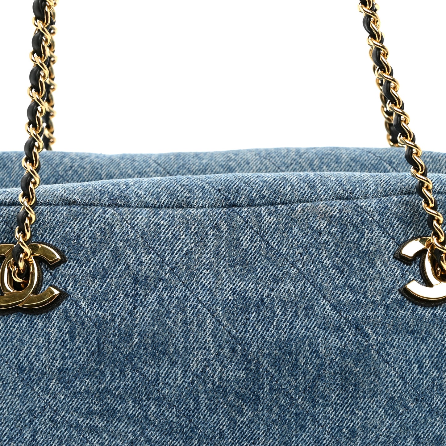 Denim Quilted Eyes On You Bowling Bag Blue