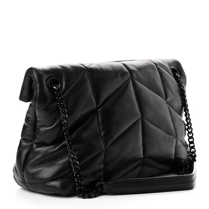 Saint Laurent Lambskin Quilted Small Loulou Puffer Monogram Chain Satchel Black 3 of 10