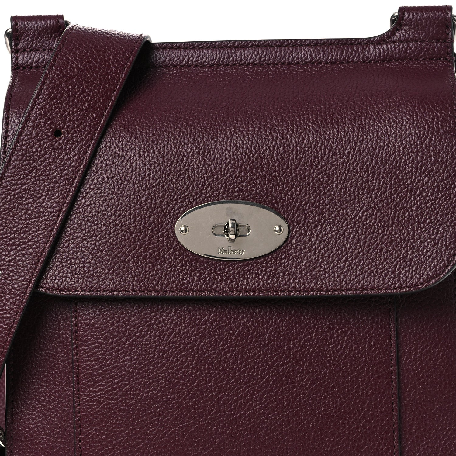 Mulberry Small Classic Grain Calfskin Antony Messenger Crossbody Black Cherry 9 of 13