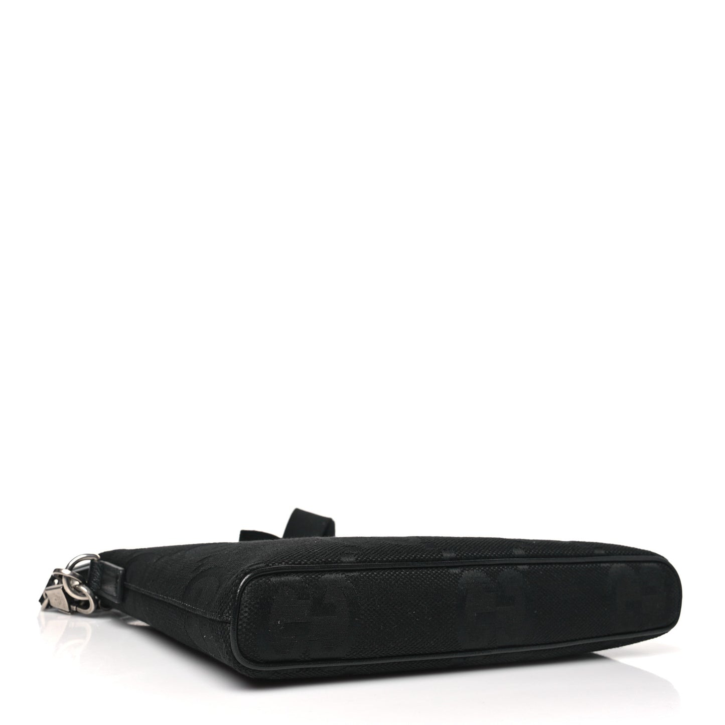Monogram Jumbo GG Textured Dollar Calfskin Wristlet Messenger Bag Black