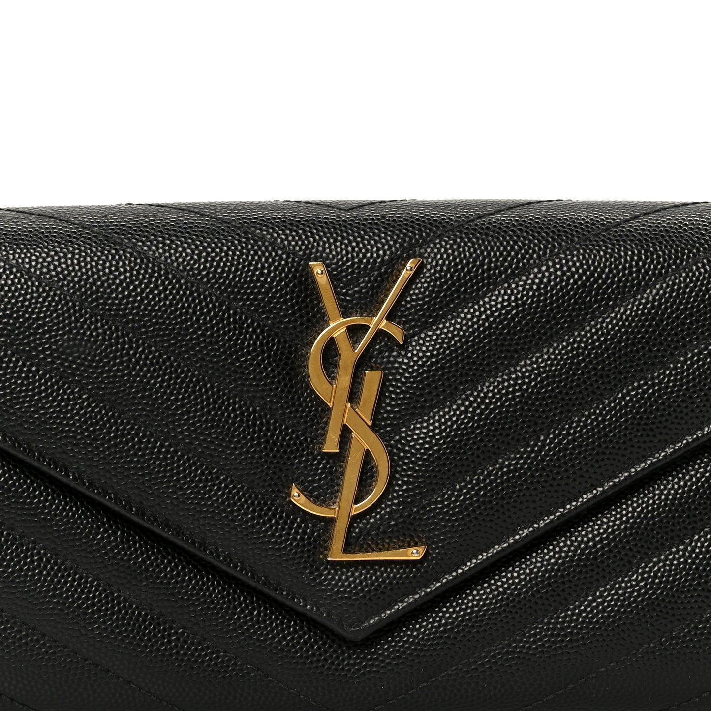 Grain De Poudre Matelasse Chevron Monogram Flap Wallet Black