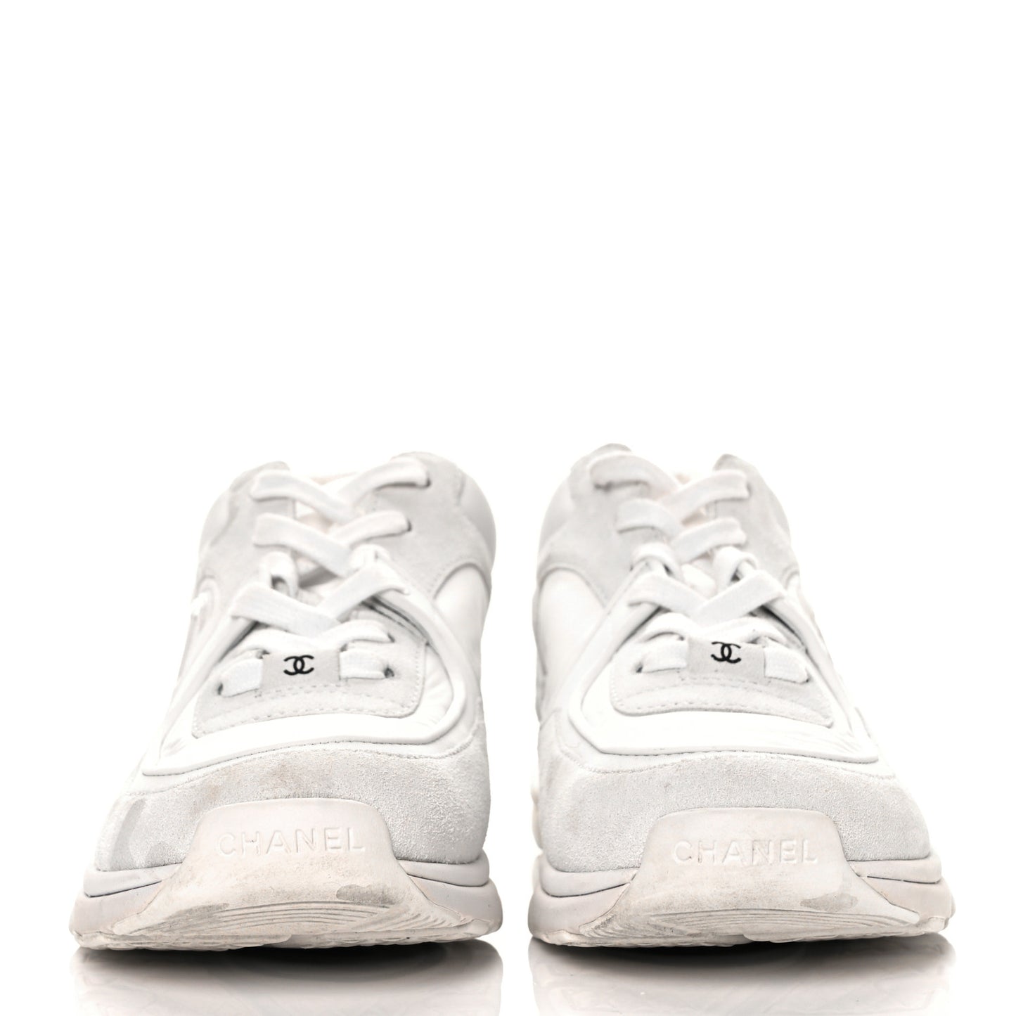 Suede Calfskin Fabric CC Sneakers 40 White