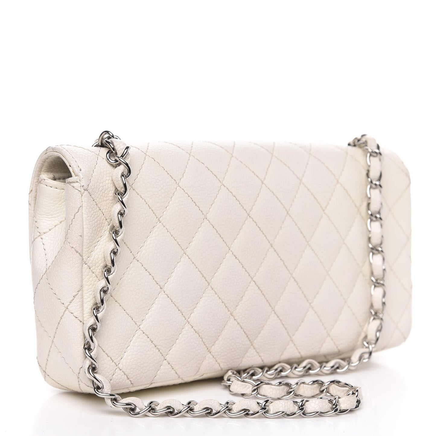 Caviar Quilted East West Flap White