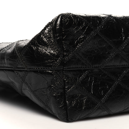 Saint Laurent Crinkled Calfskin Quilted East West Shopping Tote Black 9 of 10