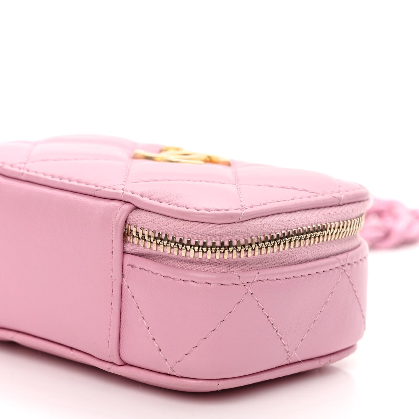 Lambskin Quilted Mini Lacquered Chain Clutch Pink