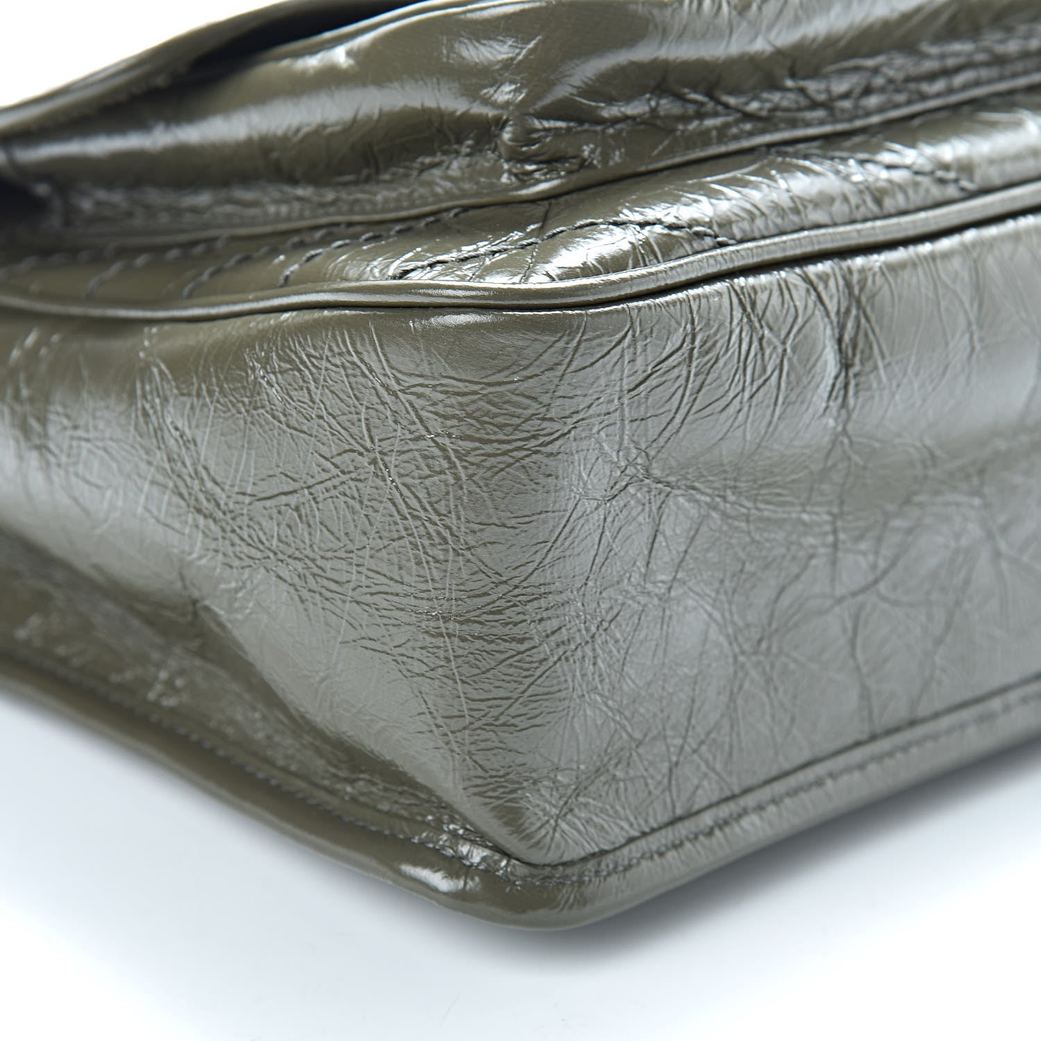 Saint Laurent Crinkled Calfskin Matelasse Monogram Medium Niki Chain Satchel Military Olive 10 of 11