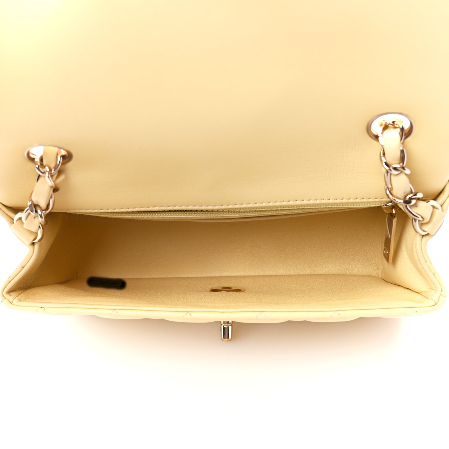 Lambskin Quilted Mini Rectangular Flap Light Yellow