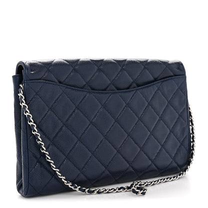 Chanel Caviar Quilted Clutch With Chain Flap Navy Blue 3 of 13