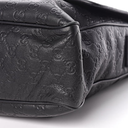 Gucci Guccissima Medium Flap Messenger Bag Black 12 of 12