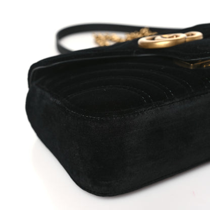 Gucci Velvet Matelasse Mini GG Marmont Shoulder Bag Black 9 of 10