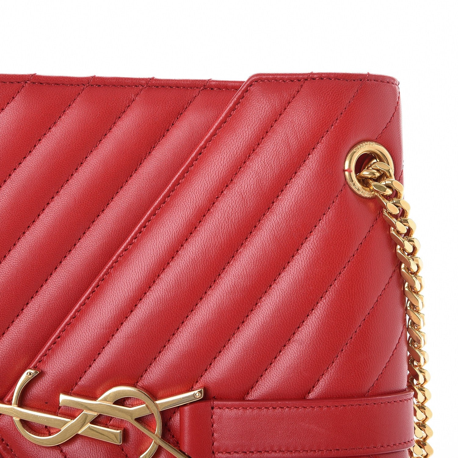 Saint Laurent Lambskin Matelasse Medium Monogram Satchel Lipstick Red 11 of 11