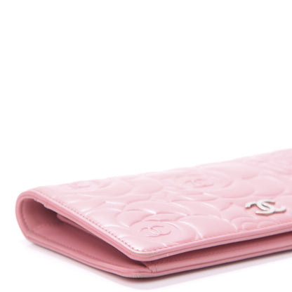 Chanel Lambskin Camellia Embossed Yen Wallet Pink 9 of 10