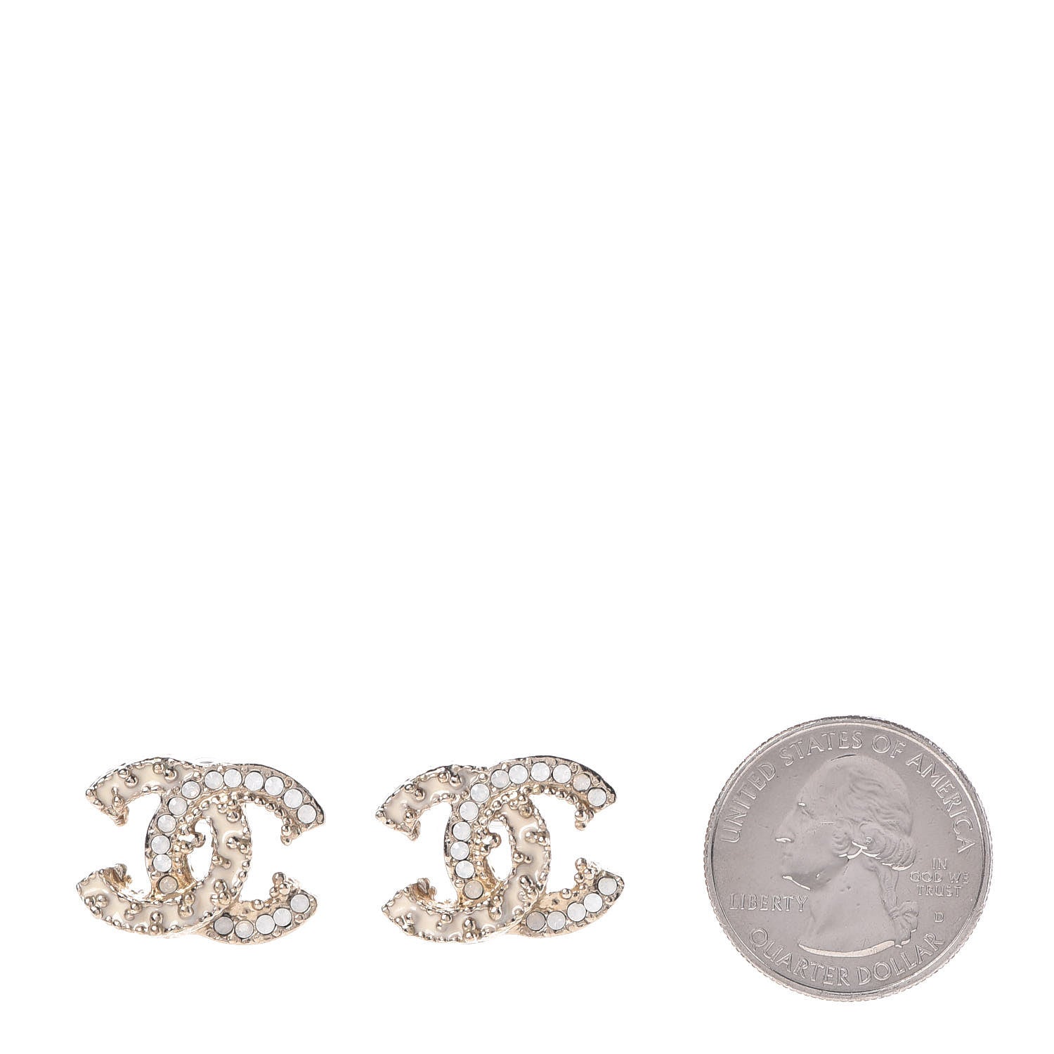 Chanel Enamel Crystal CC Earrings Light Gold 2 of 4