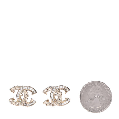 Chanel Enamel Crystal CC Earrings Light Gold 2 of 4