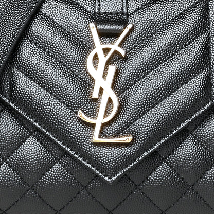 Saint Laurent Grain De Poudre Textured Mixed Matelasse Triquilt Small Monogram Satchel Black 7 of 9