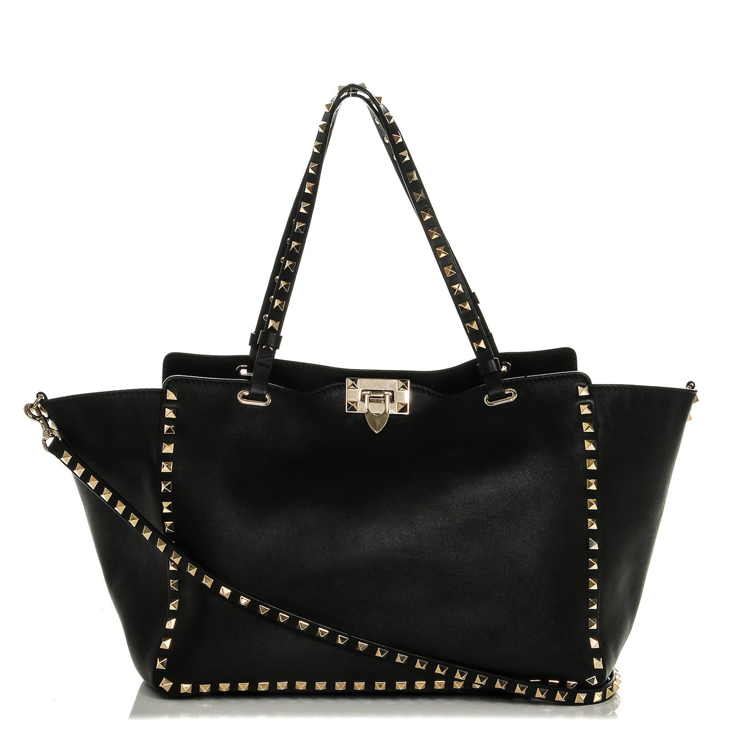 Vitello Medium Rockstud Tote Black