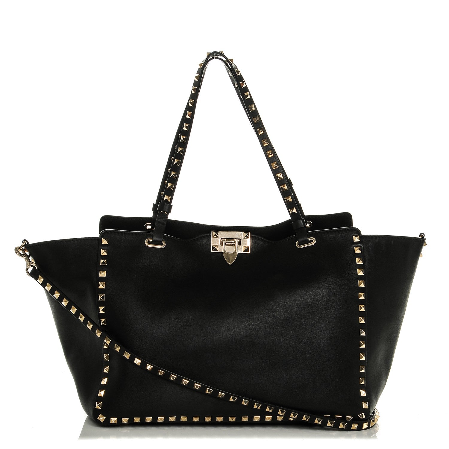 Valentino Garavani Vitello Medium Rockstud Tote Black 1 of 10