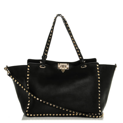 Valentino Garavani Vitello Medium Rockstud Tote Black 1 of 10