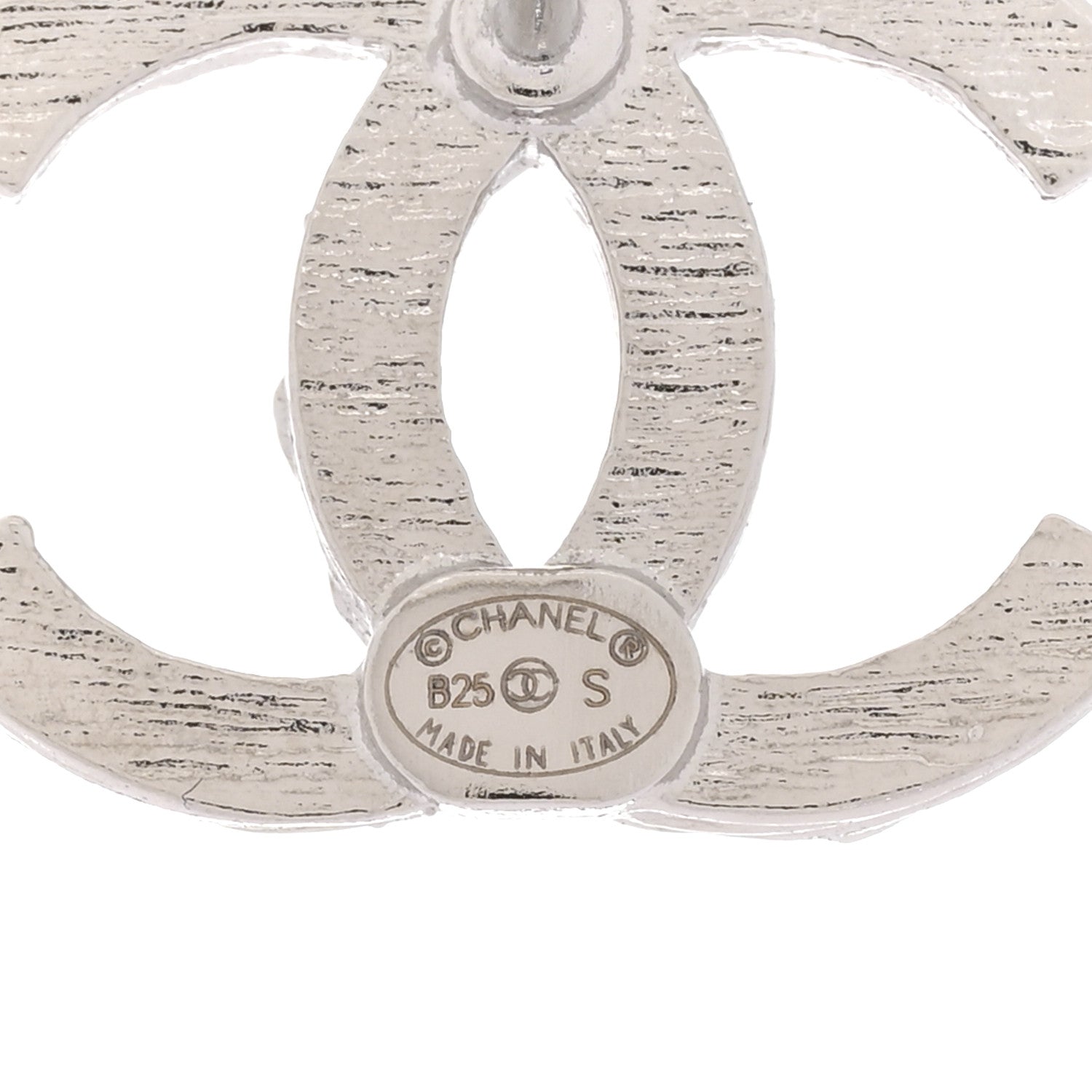 Chanel Metal CC Textured Earrings Silver 4 of 5