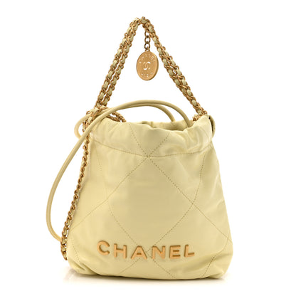 Chanel Shiny Calfskin Quilted Mini Chanel 22 Light Yellow 1 of 10