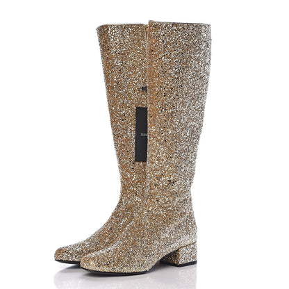 Saint Laurent Glitter Galaxy Boots 37 Gold 3 of 8