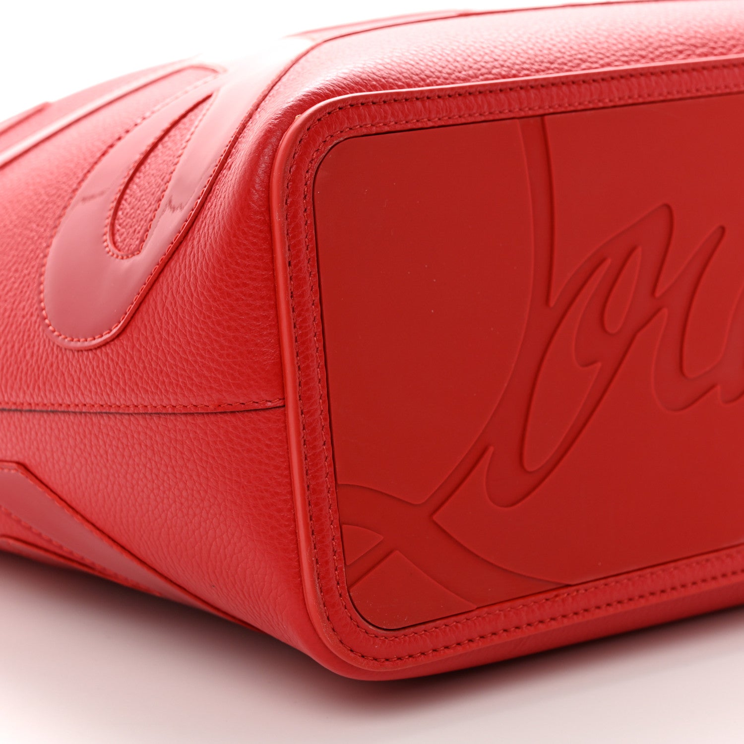 Christian Louboutin Calfskin Patent Logo Spikes East West Cabata Tote Red 9 of 12