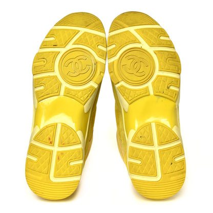 Chanel Suede Calfskin CC Sneakers 39.5 Yellow 6 of 9