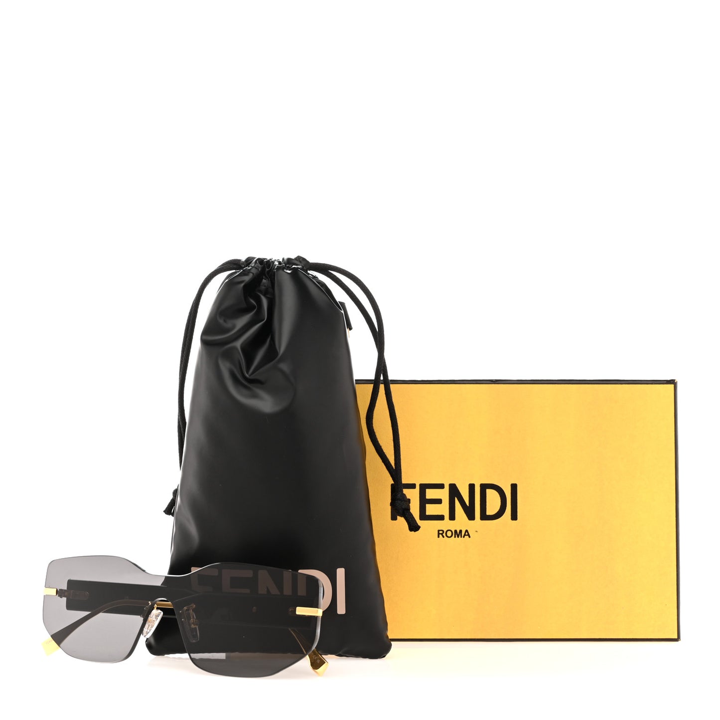 Metal Fendigraphy Shield Sunglasses FE 40066U Black Gold