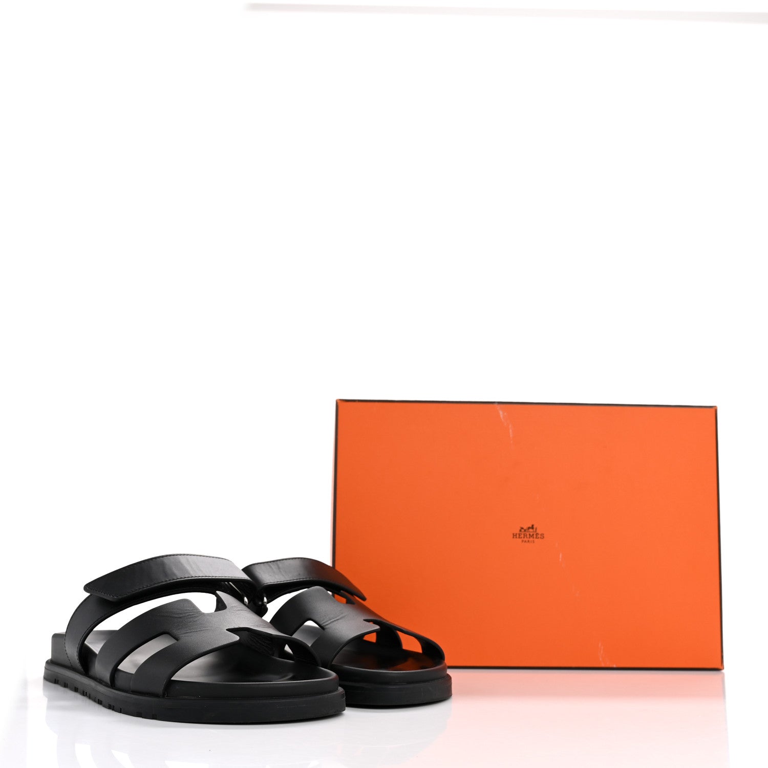 Hermes Calfskin Womens Chypre Sandals 39 Black 12 of 12