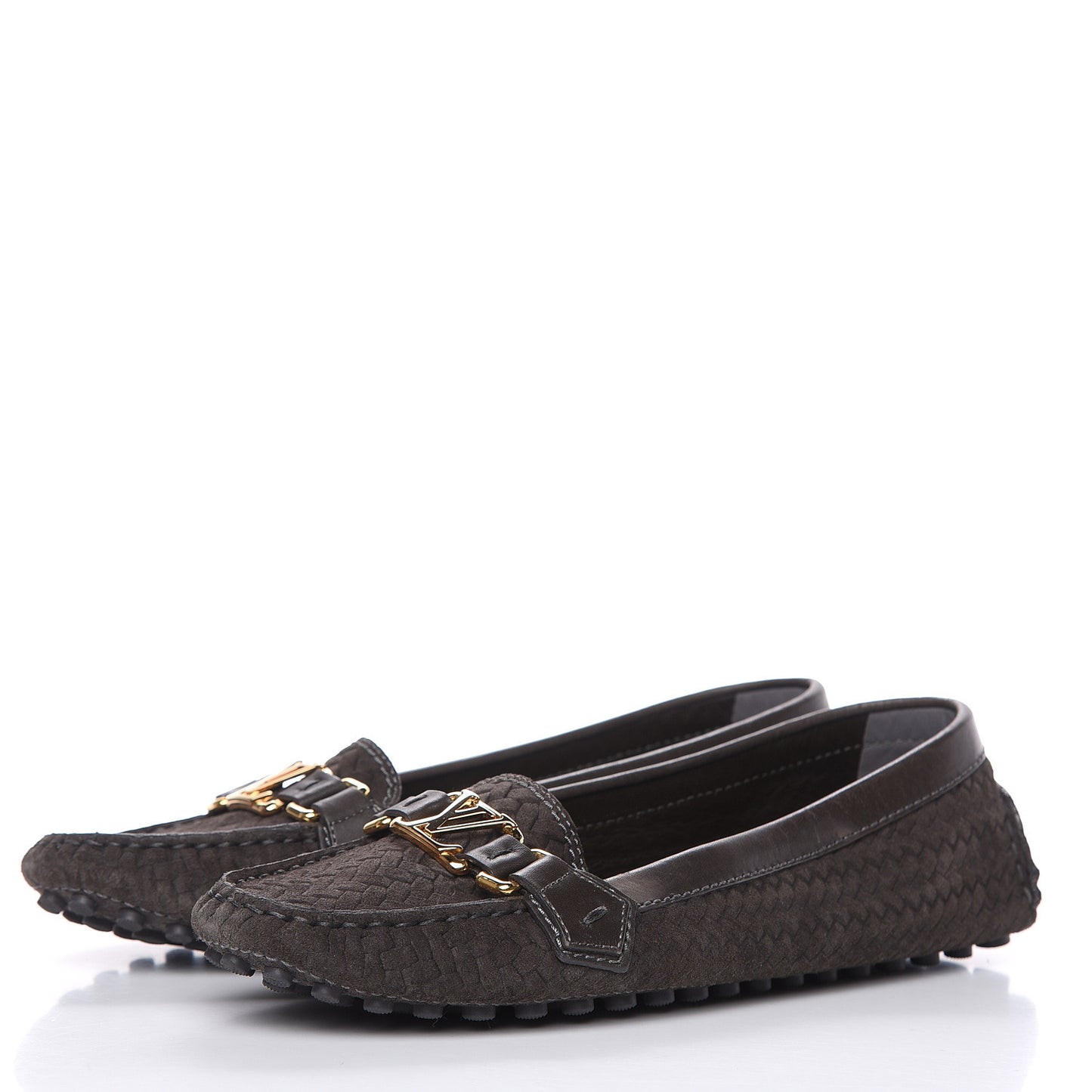 Woven Suede Oxford Loafers 40 Brown
