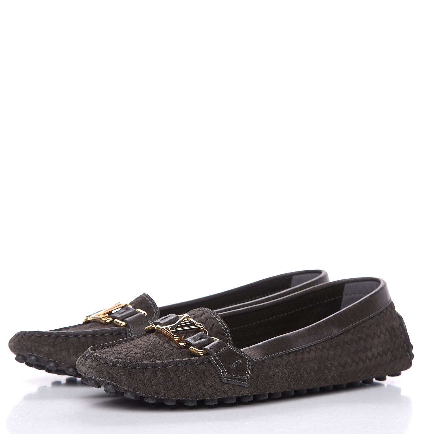 Louis Vuitton Woven Suede Oxford Loafers 40 Brown 3 of 9