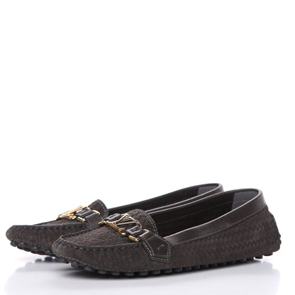 Louis Vuitton Woven Suede Oxford Loafers 40 Brown 3 of 9
