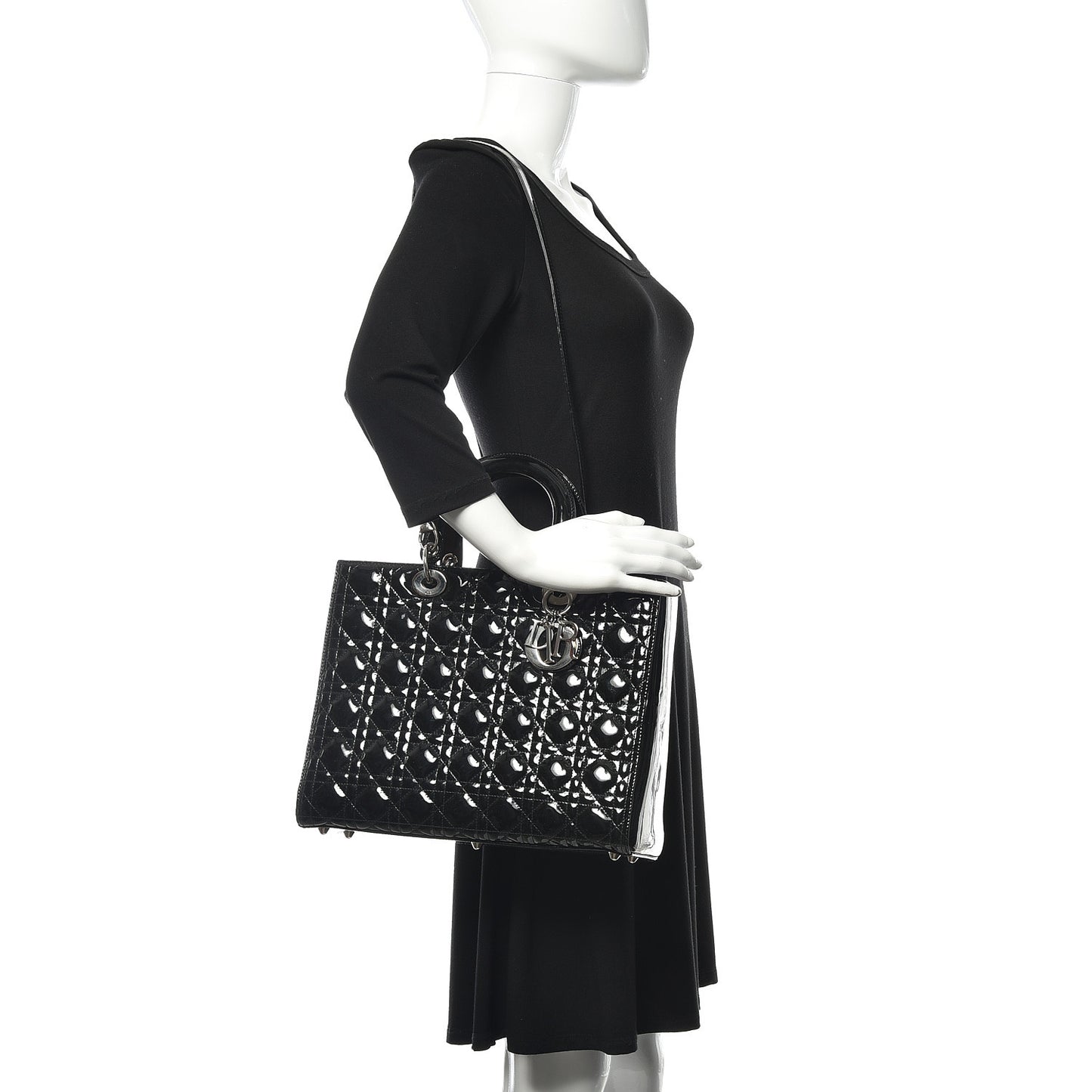 Patent Cannage Large Lady Dior Black