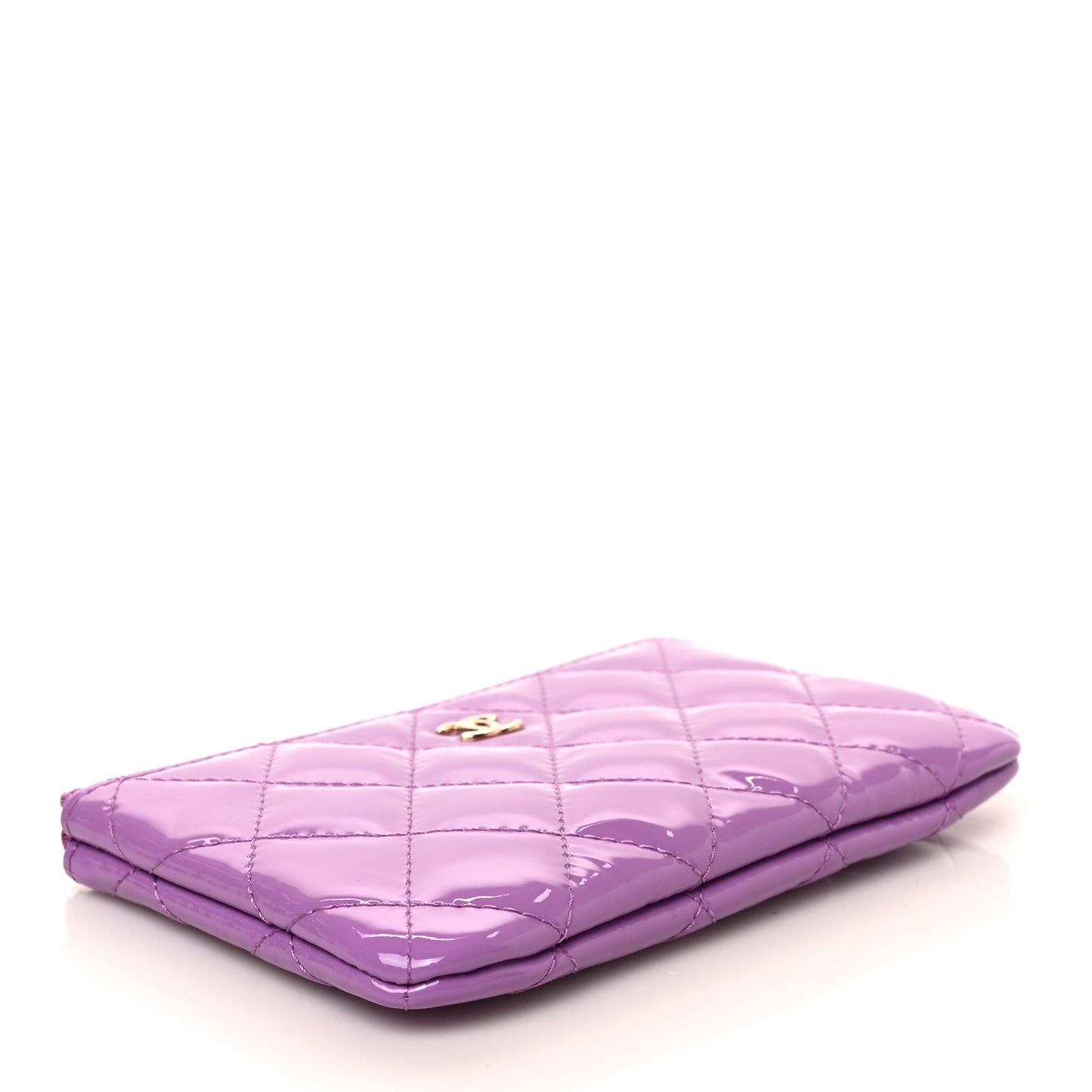 Patent Quilted Small Cosmetic Case Purple