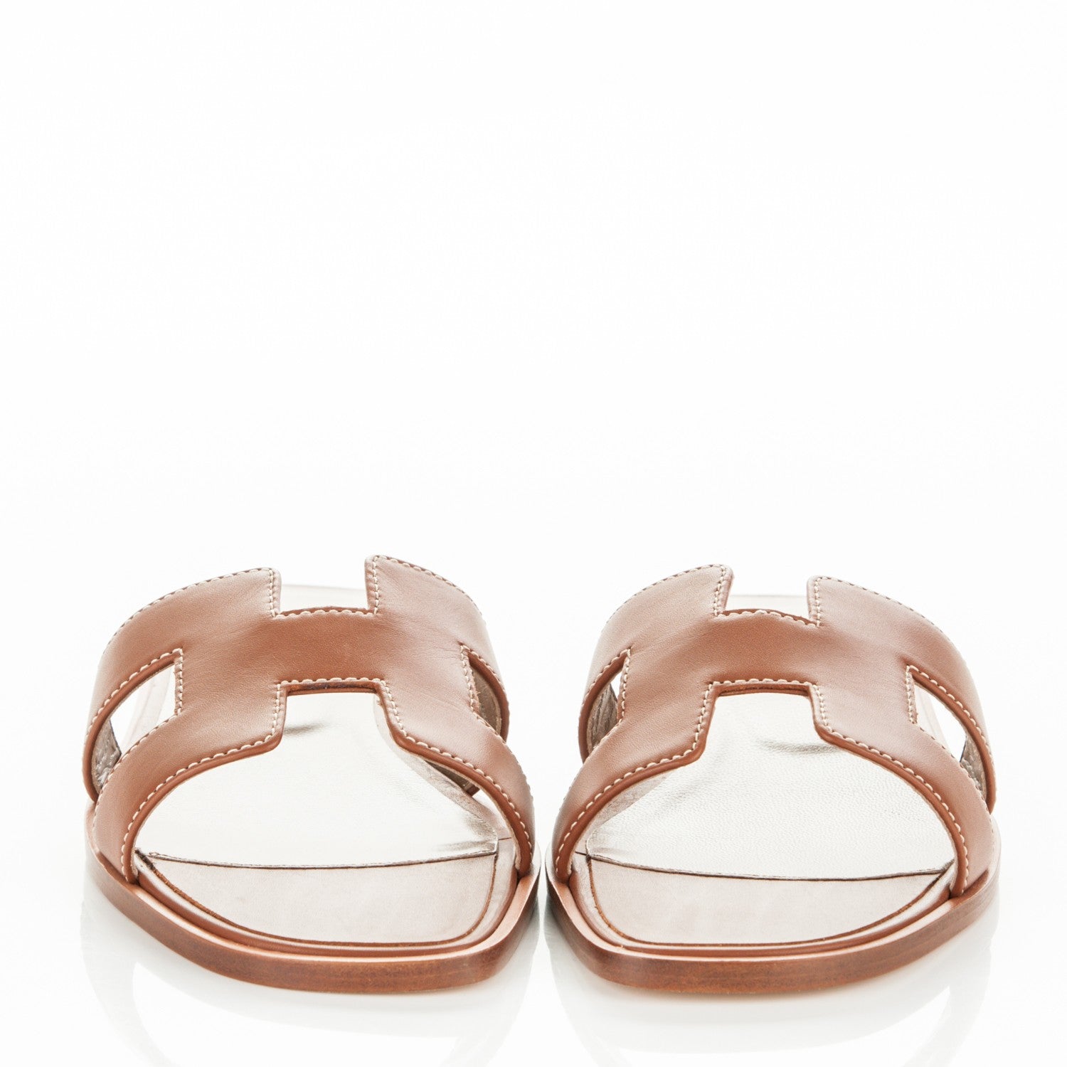 Hermes Box Calfskin Oran Sandals 37 Gold 2 of 7