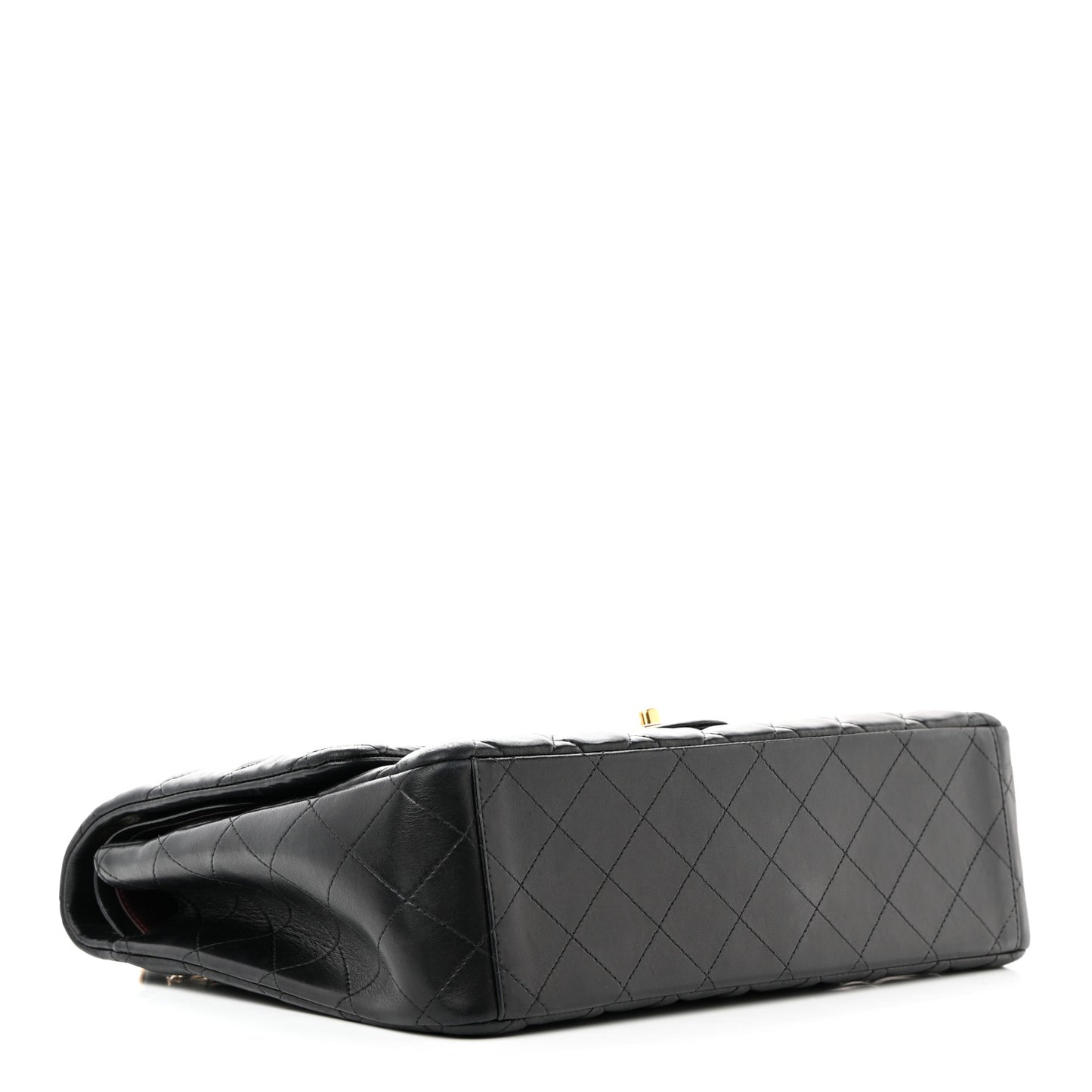 Lambskin Quilted Maxi Double Flap Black