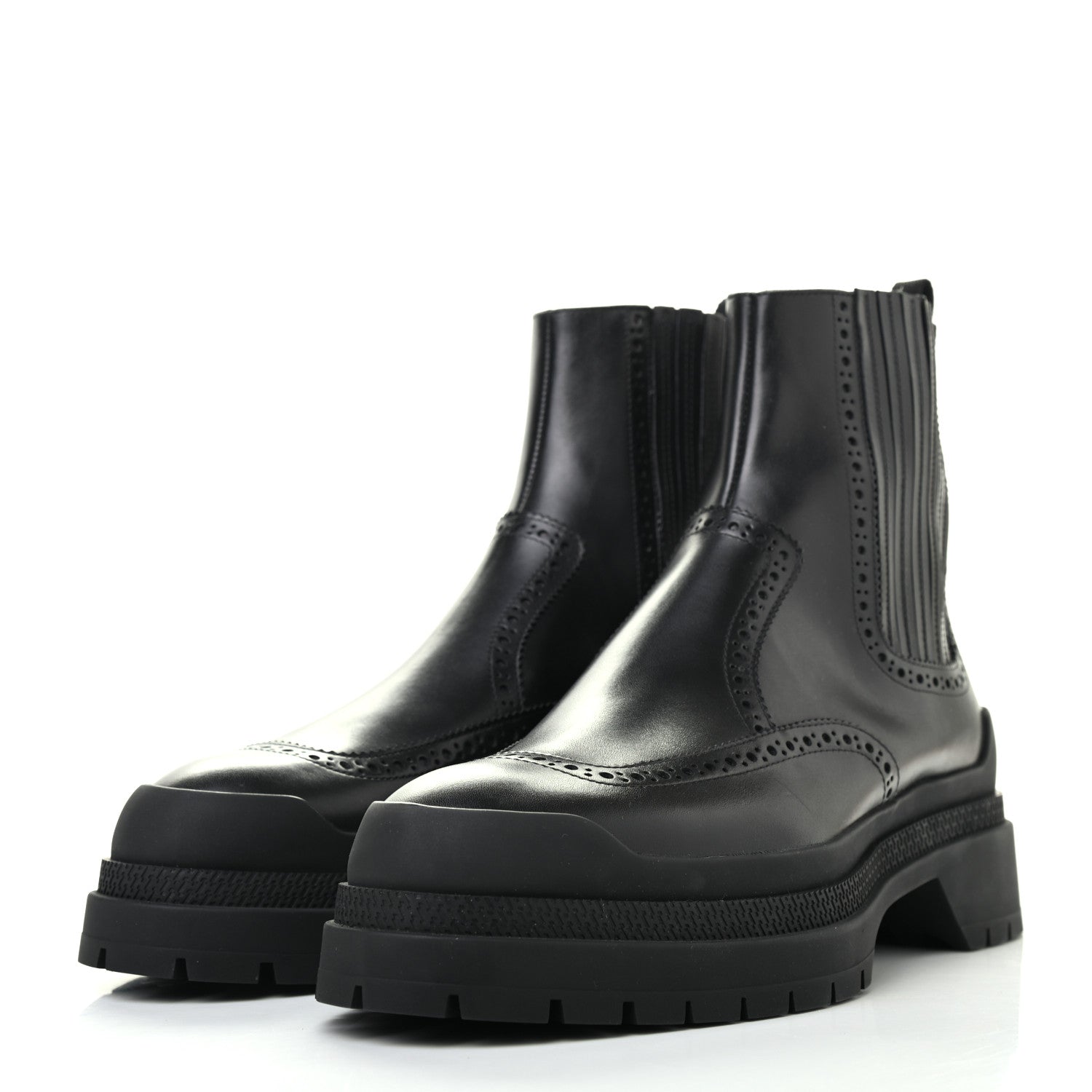 Hermes Calfskin Mens Brogue Ankle Boots 41 Black 3 of 8
