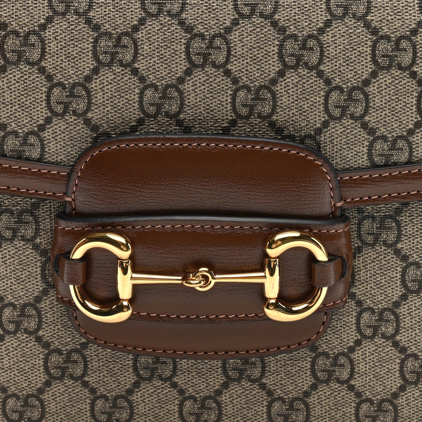 GG Supreme Monogram Horsebit 1955 Shoulder Bag Beige Brown Sugar
