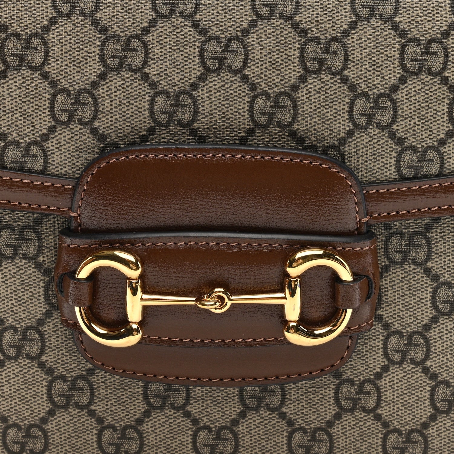 Gucci GG Supreme Monogram Horsebit 1955 Shoulder Bag Beige Brown Sugar 7 of 9